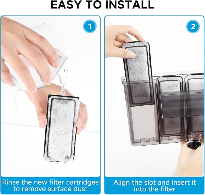 AQQA 8 Packs Aquarium Filter Cartridges with Activated Carbon - Remplacement Fish Tank Filters Cotton-PawvioPets