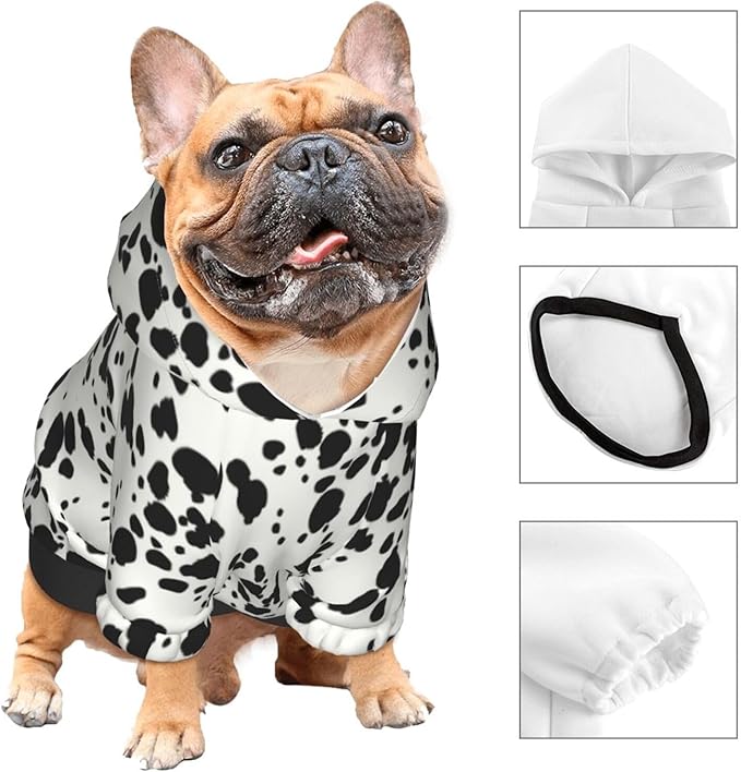 Cute Dalmatian Dog Costume, Animal Dalmatian Print Hoodies Puppy Winter Clothes Sweatshirt for Halloween Cosplay Autumn Wear Dog Winter Hoodies with Pocket for Small Medium Dogs M-PawvioPets