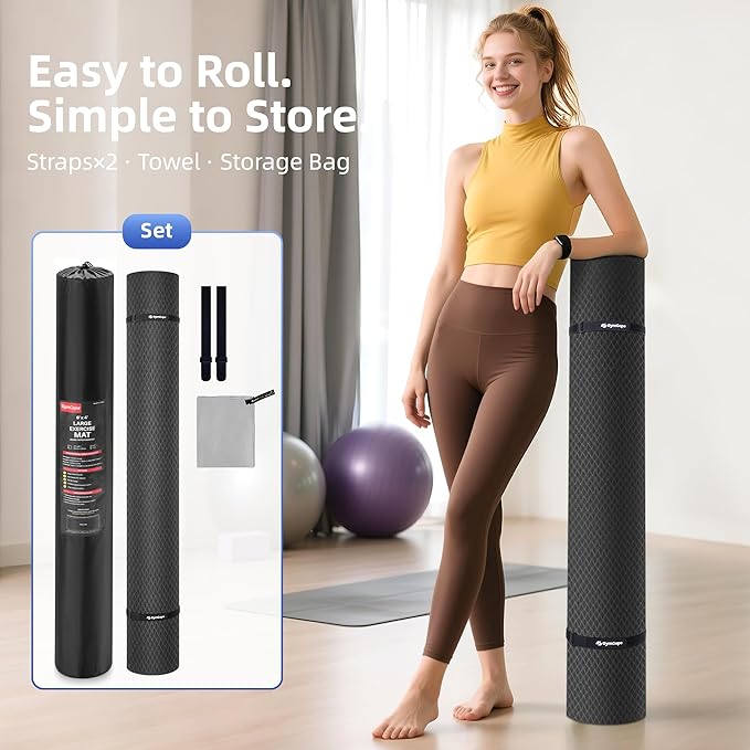 Extra Large Yoga Mat - 72"x35", 72"x48", 78"x57" - Wide TPE Exercise Mat for Home, Stretching, Couples & Family Workouts - 6-12mm Thick, Non-Slip & Waterproof - with Carry Bag and Straps-PawvioPets