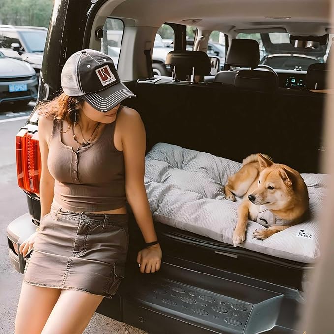 FUNNY FUZZY 24x18 Washable Dog Bed Reversible Crate Mat, 2 in1 Orthopedic Puppy Bed for Small Dogs/Cats, Fluffy Deluxe Kennel Mattress,Sleeping Pad,Charcoal Grey,S-PawvioPets