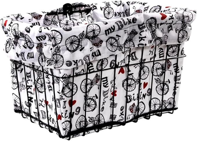 Cruiser Candy Bike Basket Liner Waterproof, Universal Fit for Most Bike Baskets, Stylish 2in1Tote, Bike Basket Cover, EBiKE Front Wire Or Wicker Bike Baskets Fits Up to 15x12x10-PawvioPets