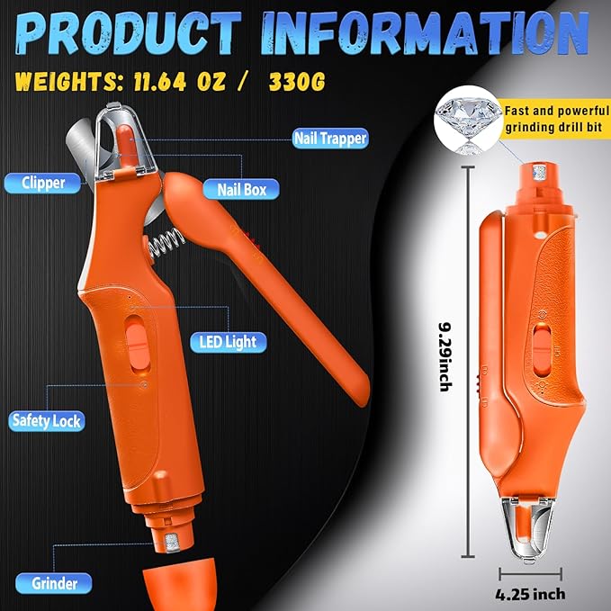 2 in 1 Dog Nail Clippers and Grinder with Lights & Cat Nail Clipper for Large Medium Small Dogs Cats Nail Trimmers USB Rechargeable with 2 LED Lights Dog Claw Care for Non-Black Nails-PawvioPets