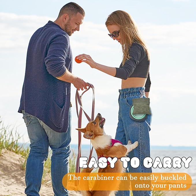 CONLI Dog Treat Pouch Set Portable Dog Training Treat Pouch with Folding Bowl and Training Clicker, Auto Closing Pet Snack Reward Pocket Treat Pouches for Pet Training Walking-PawvioPets