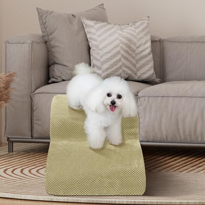 Dog Stairs for Small Dogs - High Density Foam Pet Steps, Extra Wide Dog Ramp with Non-Slip Bottom for High Beds, Couch and Sofa, Best for Dogs Injured, Older Doggy Cats,2 Steps, Camel-PawvioPets