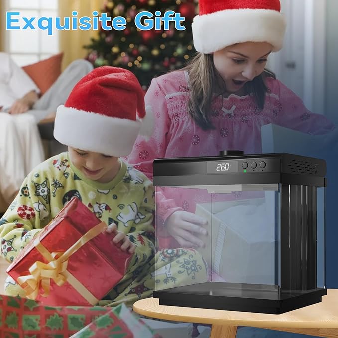 AQQA 3.7 Gallon Aquarium Starter Kit Small Glass Fish Tank with Filter and Light (10 Colors Adjustable) Desktop Self-Cleaning Betta Fish Tank Kit Office & Home Decor Idea (Black)-PawvioPets