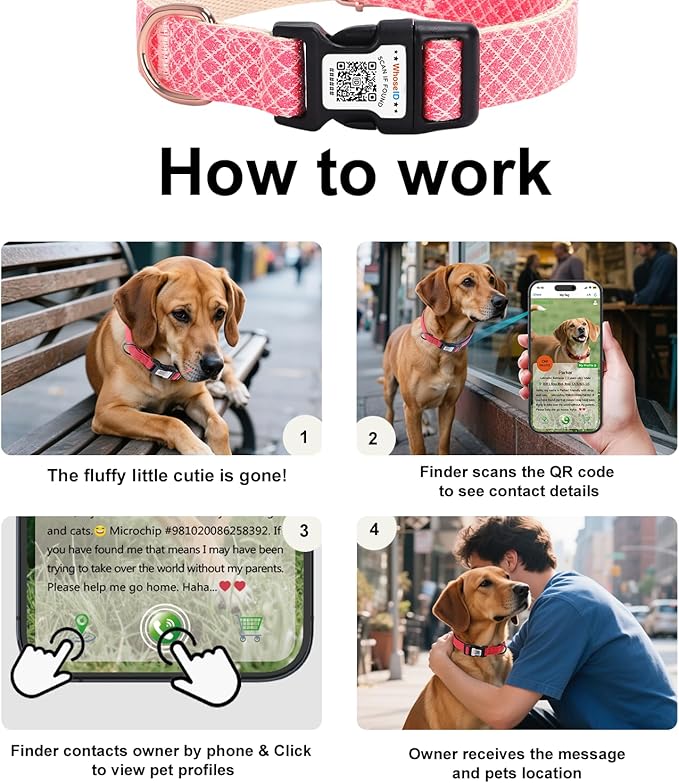 Dog Collar with Waterproof AirTag Holder & Anti-Lost QR Code, Cute Bling Warpping Adjustable Width for Small Medium Large Pet (Red, L)-PawvioPets