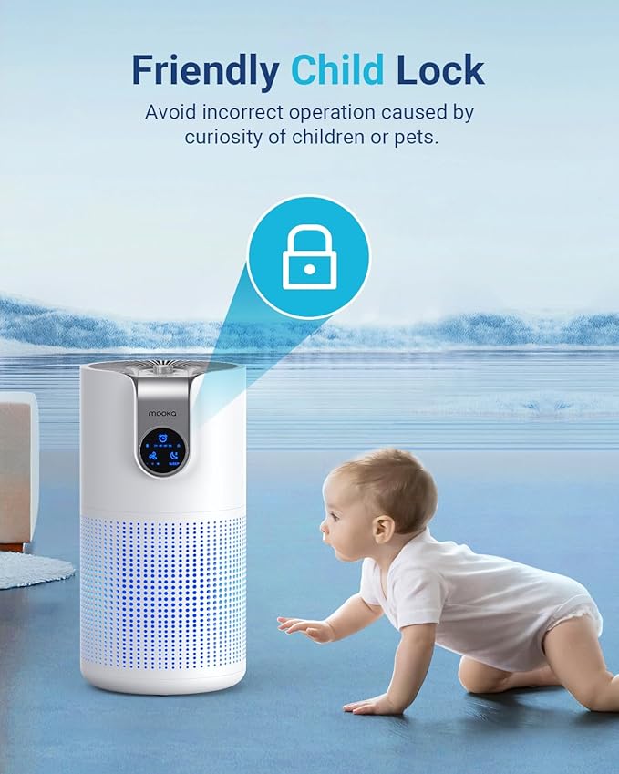 Air Purifiers for Home Large Room Up to 1500ft² with Aromatherapy, MOOKA HEPA Air Purifier for Bedroom Pets Kitchen, Air Filter Cleaner for Wildfire Smoke Pollen Dust Dander Odor, 15dB, M03-PawvioPets