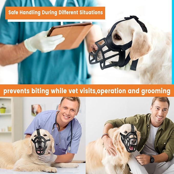 Dog Muzzle, Basket Muzzle Anti Biting Chewing, Sturdy Lightweight Muzzle Allows Panting Drinking, Cage Muzzle for Small Medium Large Dogs, Suitable for Grooming Trimming Training (Size 6)-PawvioPets