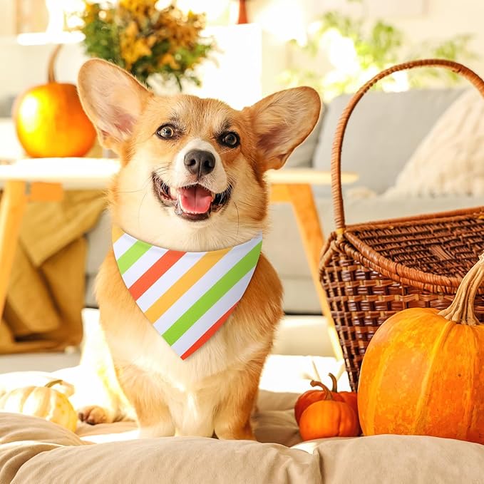 48 Pieces Fall Dog Bandanas Bulk Colorful Autumn Bandanas for Dogs with Polka Dot Stripe Wave Patterns for Pets Doggies Fall Autumn Thanksgiving Party Costume Accessories-PawvioPets
