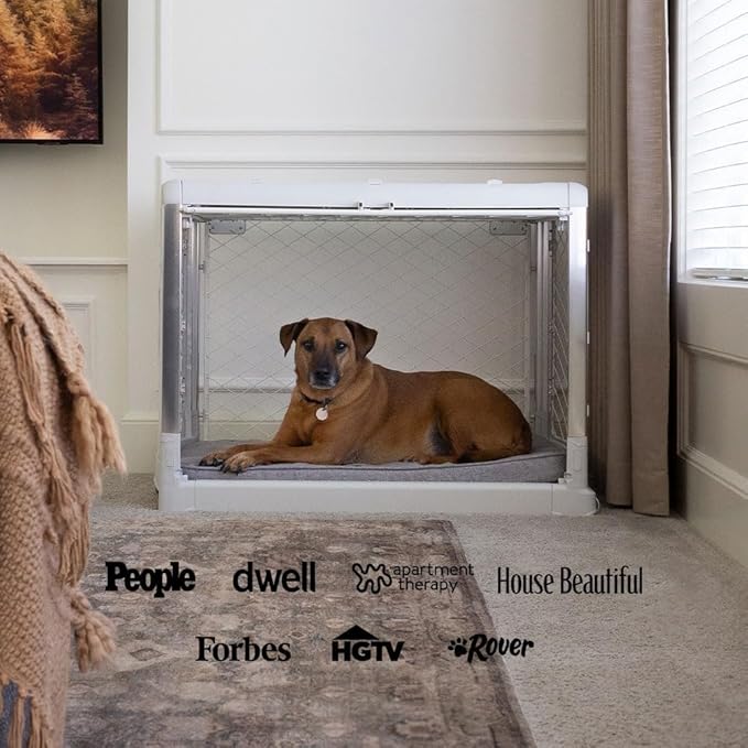 DIGGS Revol Collapsible Dog Crate with Wheels - Premium Portable Dog Crate - Safe, Stylish, and Convenient Indoor Kennel (Smoke, Large)-PawvioPets