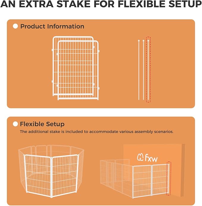 FXW Homeplus Unleashed Indoor Dog Playpen - Stress-Free and Safe Play, Heavy Duty 40 Inch 2 Wire Panels Dog Pen for Medium and Large Dogs, White│Patented-PawvioPets
