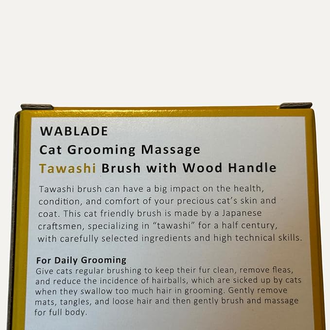 Cat Grooming Massage Tawashi Brush with Wood Handle Less Static Natural Sisal fiber Made in Japan (Type-A)-PawvioPets