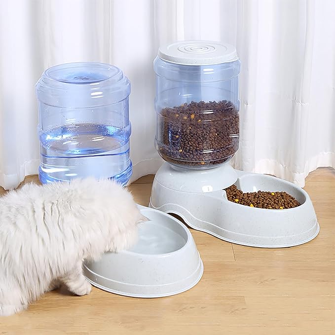 Automatic Dog Feeder and Water Dispenser Set for Large Dogs, 3 Gallon Gravity Dog Cat Food and Water Dispenser Set with Pet Food Bowl,Large Pet Food Water Dispenser Station-PawvioPets