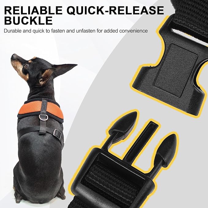 BINGPET No Pull Dog Harness,Soft Mesh Breathable All Weather Vest Harness,Safety Protection Design Durable Adjustable Step-in Easy Walk Dog Harness for Small Medium Large Dogs(Orange,XS)-PawvioPets