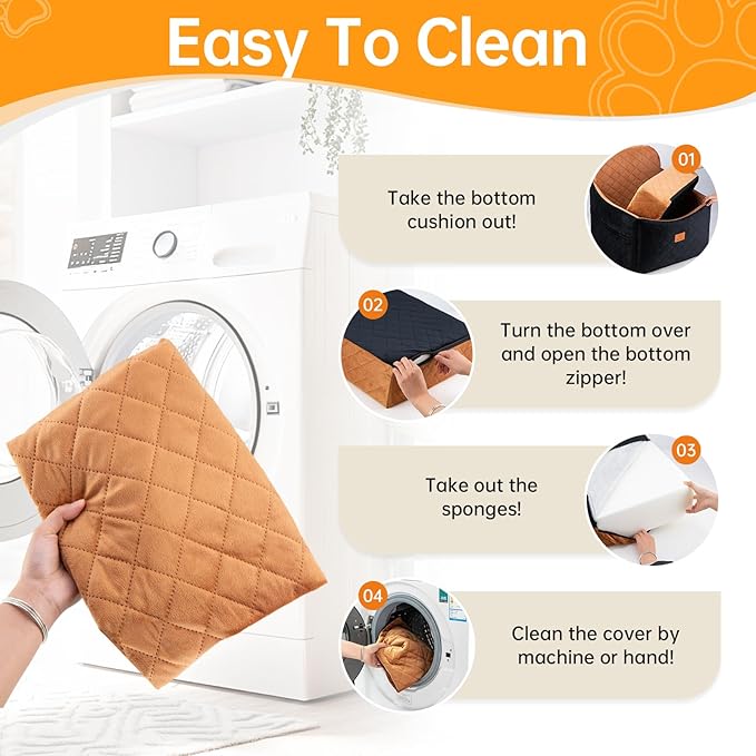 Dog Car Seats for Small/Medium Dogs, FurFrolic Memory Foam Dog Booster Seat for Small Dogs up to 35 lbs, Travel Pet Car Seat with Washable Detachable Cover, Storage Pockets, 2 Safety Belt, Black Brown-PawvioPets