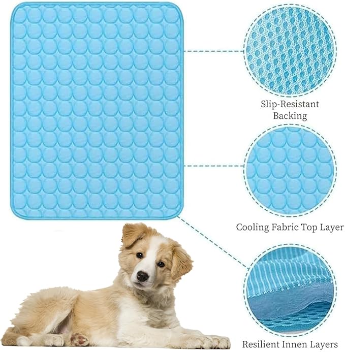 Dog Cooling Mat, 2025 Upgraded Cooling Blanket for Dogs, Washable Cool Mat for Dogs for Summer, Portable Pet Coolings Pad for Dogs & Cats Sleeping (28"x22" L Size)-PawvioPets