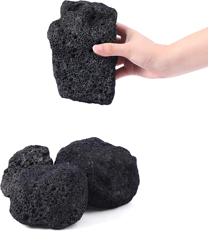 2-6 Inches Large Natural Black Lava Rock 4 PCS Aquarium Rocks for Aquascaping, Aquarium Landscaping, Terrariums, Fish Tank Decoration, Vivariums, Paludarium, Reptile and Amphibian Enclosures-PawvioPets