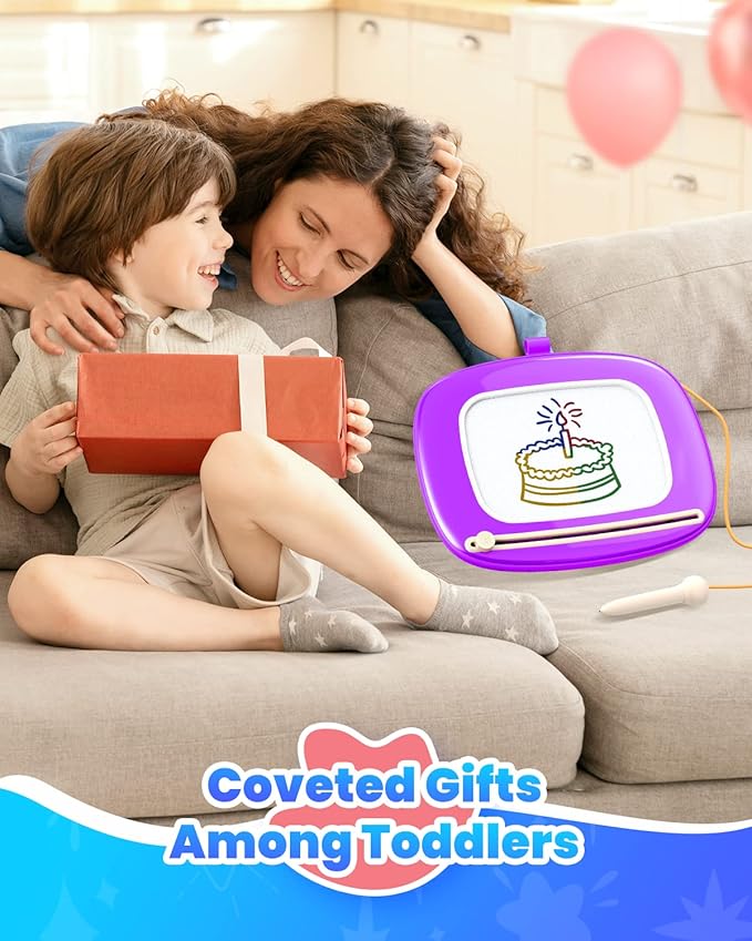 Doodle Board for Toddler Toys Age 1-2, Magnetic Writing Board, Preschool Learning and Educational Toys for 1 2 3 Years Old Girl Boy Gift for Birthday -Purple-PawvioPets