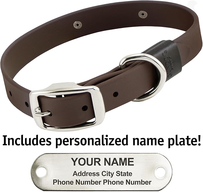 Biothane Custom Dog Collar – Waterproof, Stink-Proof Personalized Collar with Name & Phone Number – Durable, Many Sizes and Colors – Assembled in USA (Chocolate Brown)-PawvioPets