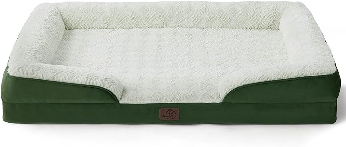 Bedsure XL Orthopedic Dog Bed for Extra Large Dogs - Washable XLarge Dog Cat Bed Waterproof, Comfort Dogs Couch Sofa with Washable Removable Cover, Pet Bed with Nonskid Bottom, Plush-Green, 42"-PawvioPets