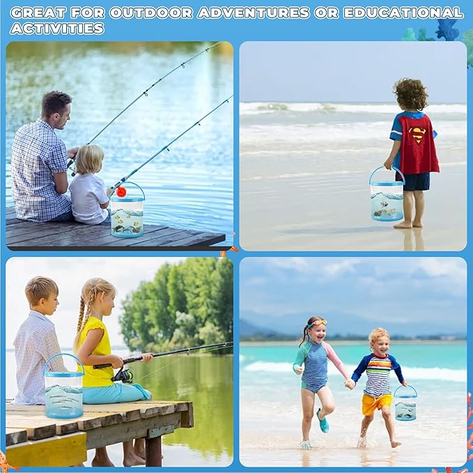 Foldable Small Aquarium, Portable Fish Tank, Fish Transport Container, Plasitc Fish Bowl, Beginner Tank, Great Concept for Catching and Release Critters, Beach, Pool and Lake-PawvioPets