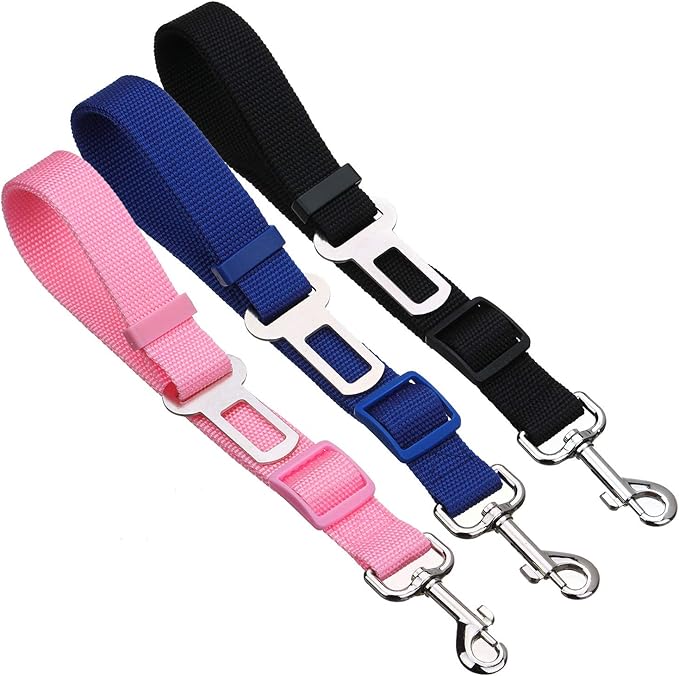 Elisel Elisel 2 Packs Adjustable Length Pet Dog Cat car seat Belt Pet seat Belt Pet Accessories for Dogs Cats and Pets (Black)-PawvioPets