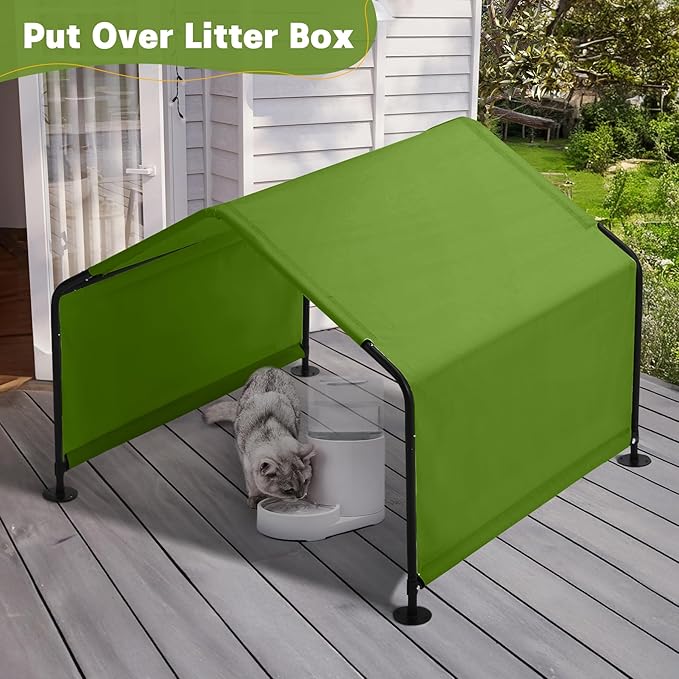 Dog Shade Shelter Outdoor 4'x4'x3' Tent for Large Medium Dogs, Outside Sun Rain Canopy Pet House for Livestock Pigs Cats with Waterproof Roof Ground Nails,Deep Green-PawvioPets