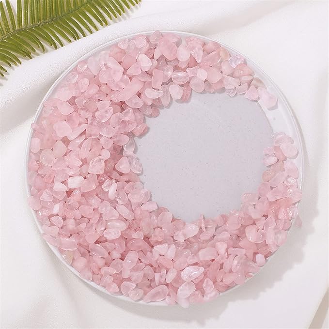 1lb Rose Quartz Aquarium Gravel Rocks Natural Tumbled Healing Crystal Chips Bulk Gemstones Tumbled Crushed Stones for Fountain Vase Filler Planters Decorative Fish Tank Potted Reiki Energy Balancing-PawvioPets