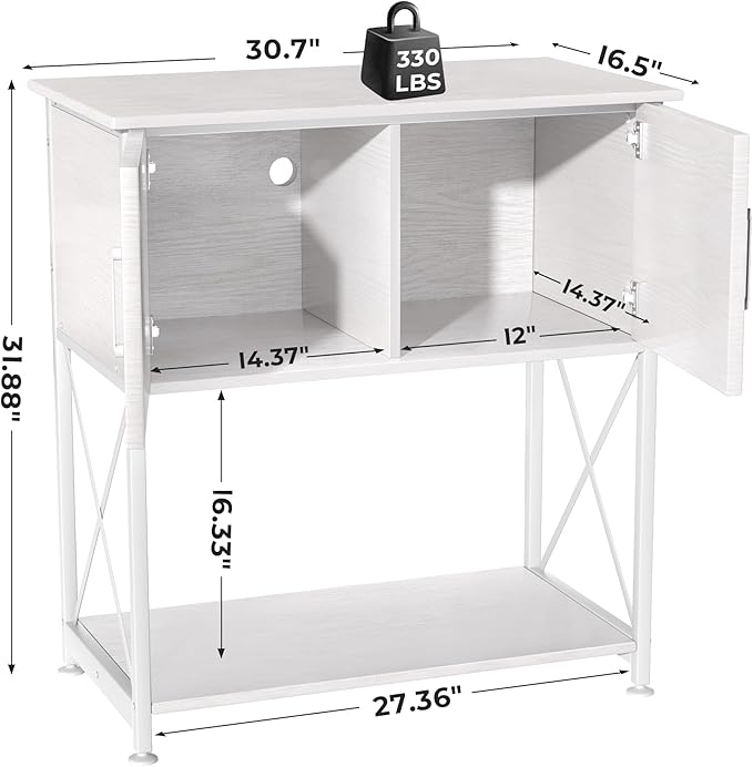20-29 Gallon Aquarium Stand Metal Frame Fish Tank Stand with Cabinet Storage, for 20 Gallon Long Aquarium,30.7" L*16.5" W Tabletop,330LBS Capacity White PG01YGW-PawvioPets