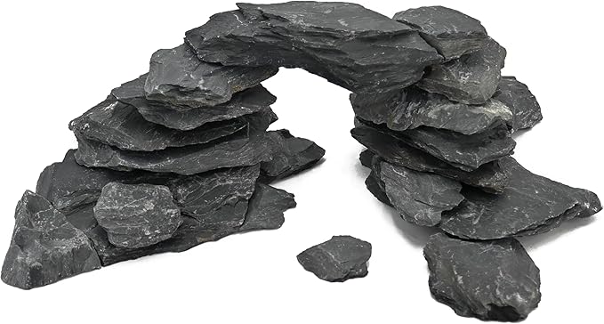 Aquarium Rocks 10LB Natural Slate Rock for Aquarium Landscaping for Terrariums, Reptile Habitats & Creative Aquascaping-3 to 8 Inches-PawvioPets