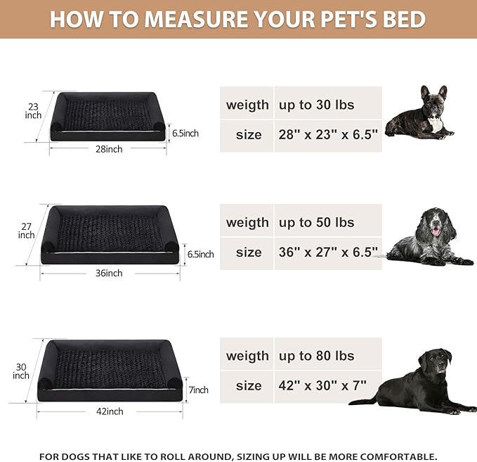BFPETHOME Dog Beds for Large Dogs, Orthopedic Dog Bed for Medium Large Dogs,Big Waterproof Couch Pet Bed with Removable Washable Cover-PawvioPets