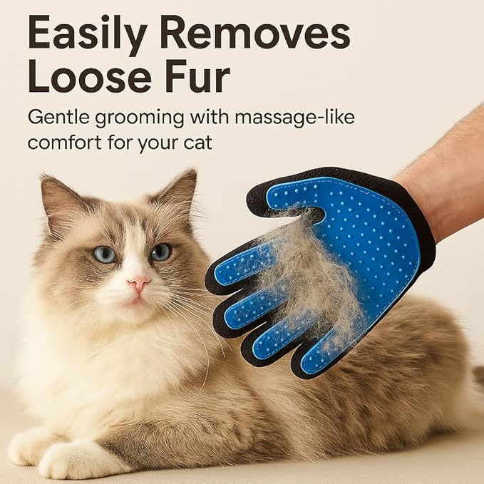 Cat Grooming Glove for Hair Removal – Pet Grooming Glove for Cats – Deshedding Brush Glove for Long Hair Cats – Cat Glove Brush Mitt – Soft Silicone Right Hand Glove – Easy to Clean-PawvioPets