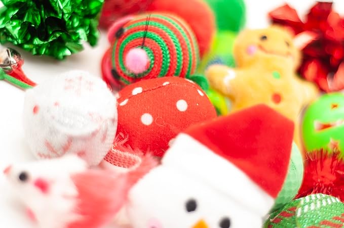 Fashion's Talk Holiday Festive Red Variety Pack Gift Box Cat Toy with Catnip, Box 20 Count-PawvioPets