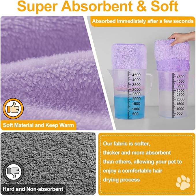 Giant Dog Bath Bubble, Quick Drying Super Absorbent Used for After Bathing, Warm Dog Towels, Adjustable Hoodies and Belts for Pet Dogs Bath Clothes Products(Purple, 6XL)-PawvioPets
