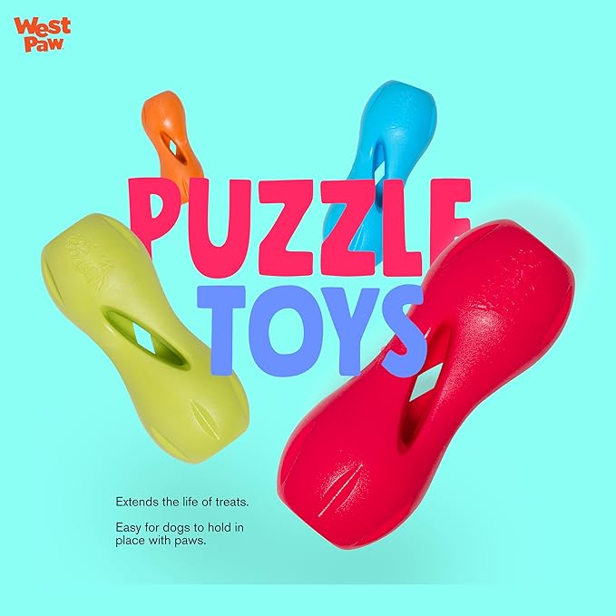 West Paw Zogoflex Qwizl Interactive Treat Dispensing Dog Puzzle Treat Toy for Dogs, Granny Smith, Large-PawvioPets