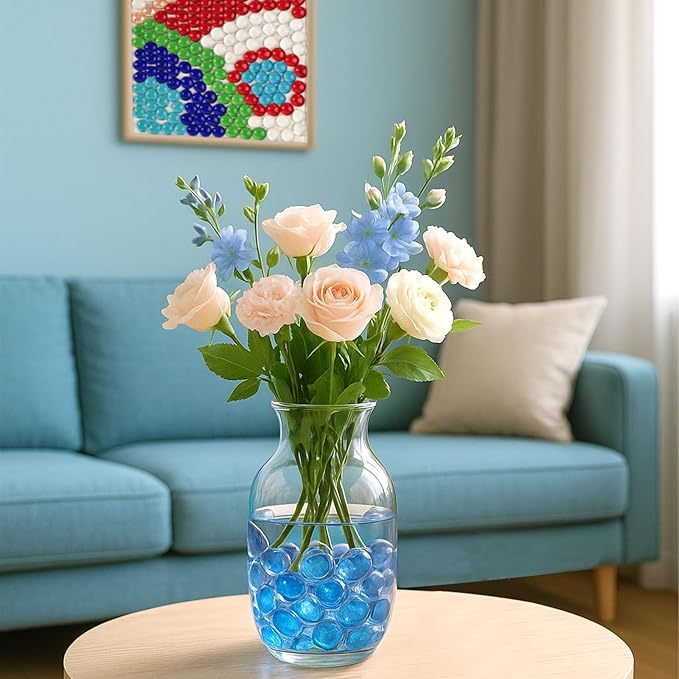 FUTUREPLUSX 1LB Light Blue Flat Glass Marbles, Glass Pebbles Vase Fillers for Centerpieces, Fish Tank for Aquarium Gravel Decor Table Scatter Art Craft-PawvioPets