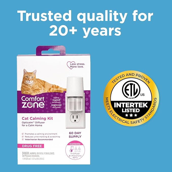 Comfort Zone 60 Day Starter Kit; 1 Multicat Diffuser & 2 Refills; Cat Calming Pheromone; Reduce Stress, Aggression, Fighting, Urine Marking, Scratching-PawvioPets