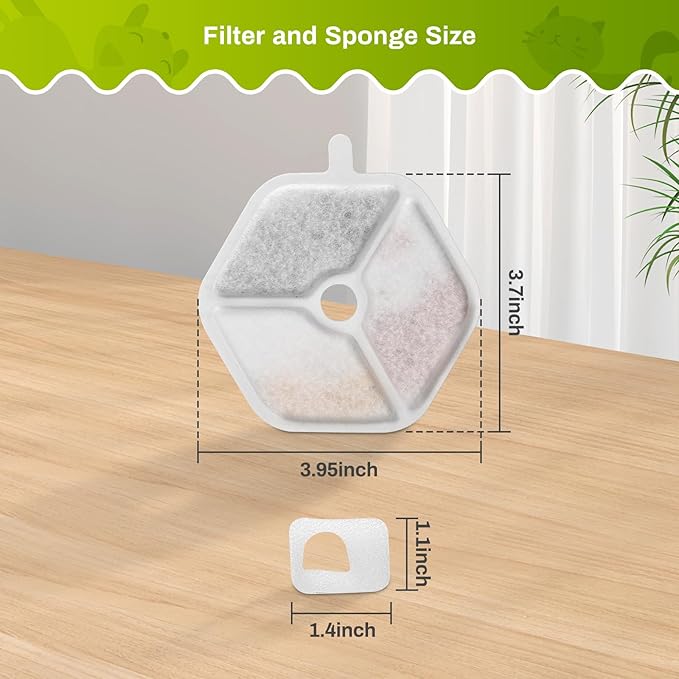 18 Packs Replacement Filters and Sponges for 152oz/4.5L Wireless Cat Water Fountain, ZEKIRY Cat Water Fountain Filters, 5-Layer Filtration System Pet Fountain Filters-PawvioPets