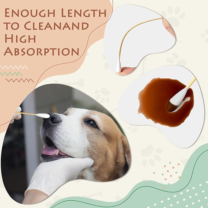 200-Pack of Long, Large Dog Ear Swabs with Bamboo Sticks: Perfect for Dog Ear Cleaning and Infection Treatment. Gentle, Effective, and Eco - Friendly for Pet Hygiene-PawvioPets