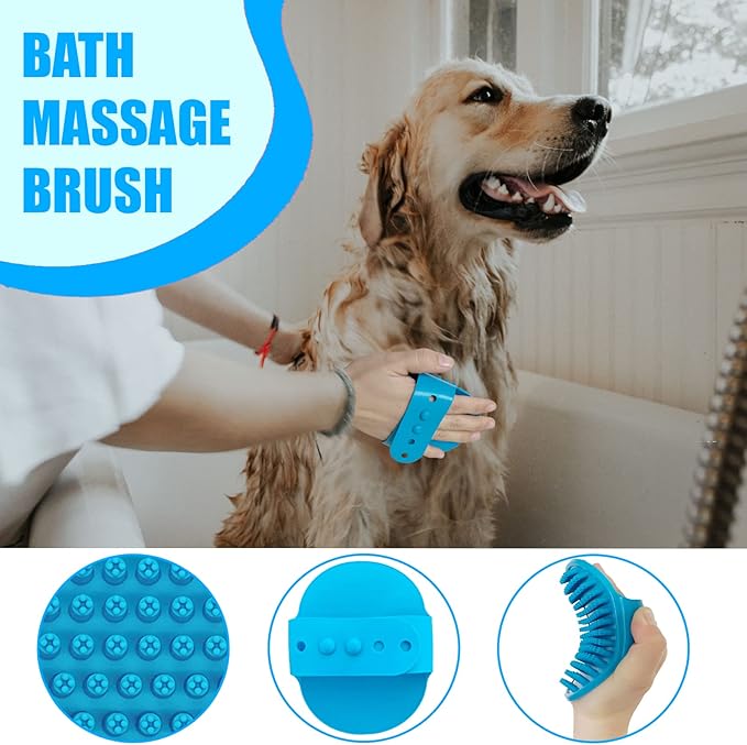 Dog Brush Grooming Kit 5PCS - Dog Brushes for Grooming, Dog Brush for Shedding,Puppy Brush and Flea Comb for Dogs, Slicker Brush Comb and Dog Hair Brush Set Blue-PawvioPets