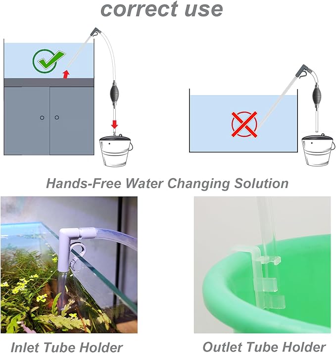 Compact Aquarium Siphon Vacuum and Water Changer Kit with Cleaning Brush. Perfect for Simultaneous Water Changing and Cleaning in Small Fish Tanks. Gravel and Sand Cleaning.-PawvioPets