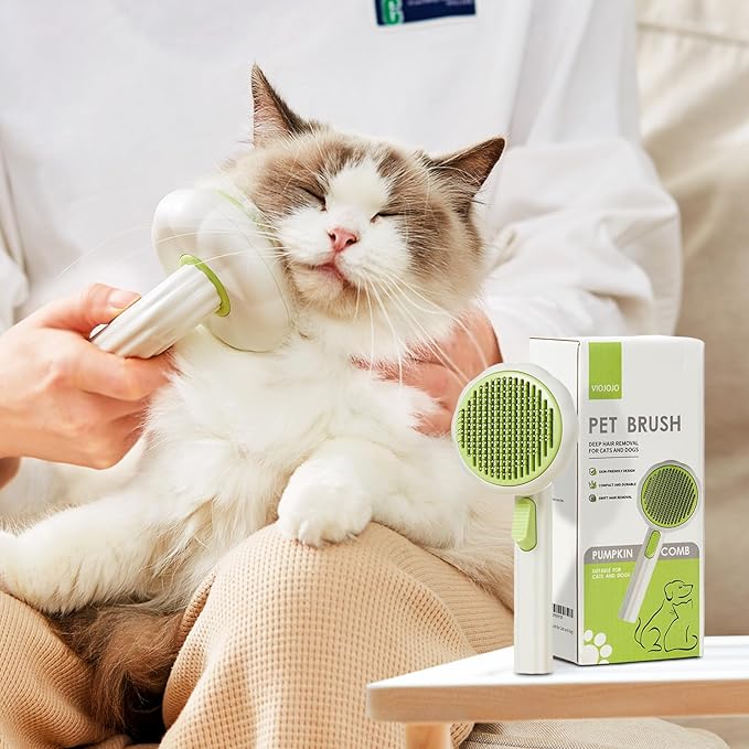 Cat Brush Dog Brush with Release Button for Shedding, Self Cleaning Cat Comb Hair Brush for Indoor Cats, Dog Deshedding Brush Grooming Kit, Pet Supplies Hair Remover Tool-PawvioPets