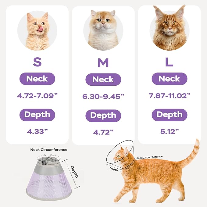 Cat Cone Collar Soft to Stop Licking After Surgery, Waterproof Lightweight Recovery Collar for Cats and Small Dogs, Elizabeth Plastic Cone Alternative, Neck Pillow to Prevent Scratches-PawvioPets