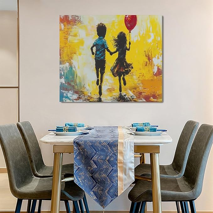 Framed Large Banksy Wall Art for Living Room, Oversized Colorful Graffiti Children Wall Decor, Peaceful Canvas Painting Pictures Modern Artwork Home Decoration for Living Room Bedroom 60"x30"-PawvioPets