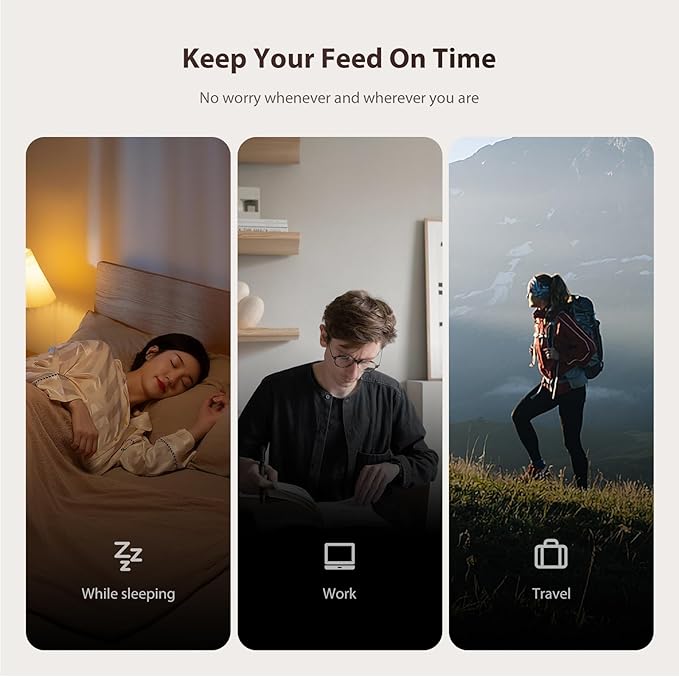 Automatic Cat Feeders, 5L Large Capacity, Timed Feeding Dry Food, Dual Power Design, Programmable Portion Size, 1-6 Meals Per Day, with Desiccant Packet, Suitable for Small Pets Food Dispenser-PawvioPets