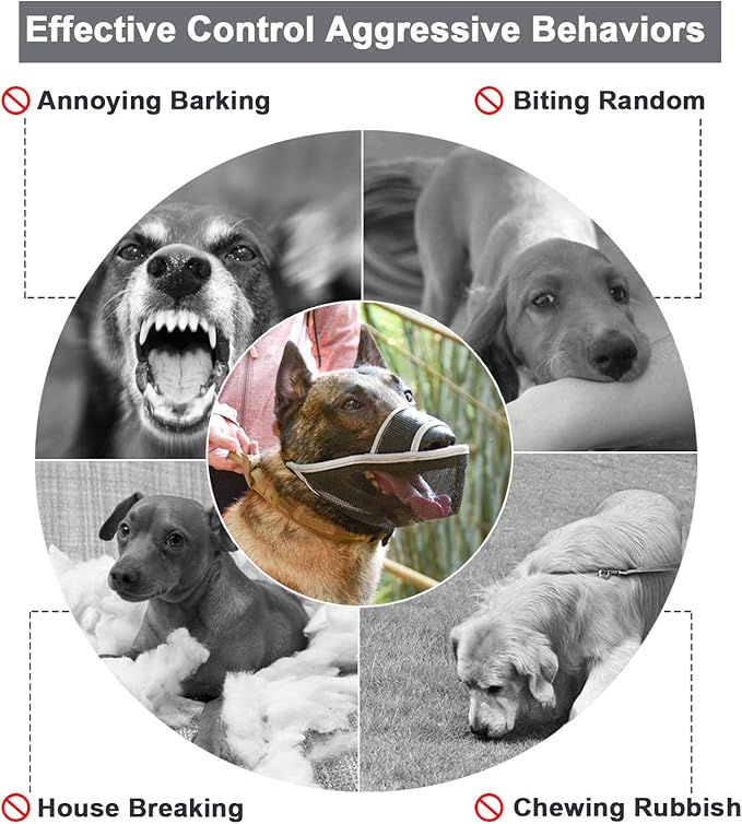 Crazy Felix Nylon Dog Muzzle for Small Medium Large Dogs Dachshund Beagle Poodle Labrador, Air Mesh Breathable and Drinkable Pet Mouth Guard for Anti-Biting Chewing Scavenging (XS, Reflective Trim)-PawvioPets