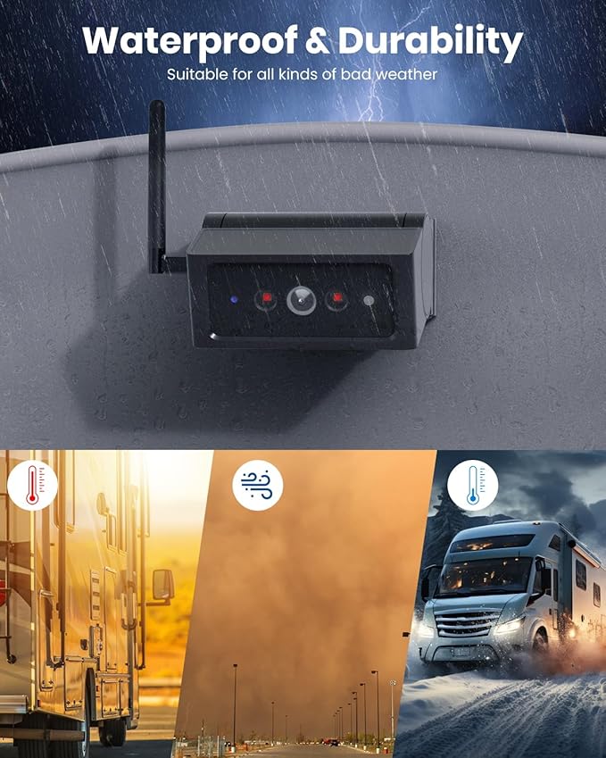 AUTO-VOX Wireless Backup Camera Magnetic:7.2" 1080P HD DVR Recording Monitor,No Wiring 1 Min Install Dual Antenna RV Back Up Camera,IP69K Waterproof with IR Night Vision for Truck,Camper,Trailer-PawvioPets