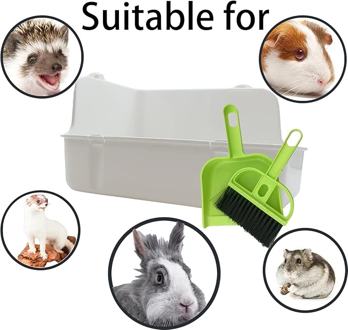 11Pcs Rabbit Litter Box Toilet,Bunny Corner Litter Bedding Plastic Square Grate Guinea Pig Bunny Ferret Hamster Hedgehog, Potty Trainer Bedding Box for Guinea Pig Ferret Hamster Hedgehog (White)-PawvioPets