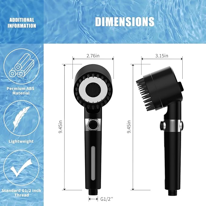 Filtered Shower Head with Handheld, High Pressure 3 Spray Mode Showerhead with 18 Stage Water Softener Filters for Hard Water - Remove Chlorine-BLACK-PawvioPets