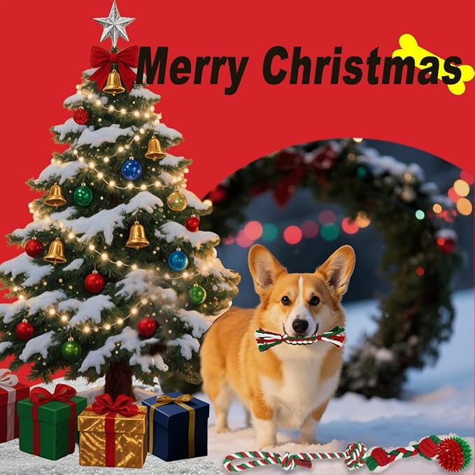 Dog Toys 15 Pack for Teeth Cleaning and Fun, Puppy Teething Chew Toys Tug Rope Squeaky Treat Balls & Rubber Tous Bulk– Variety Dog Gifts Set Reduce Anxiety & Save Furniture, Christmas-PawvioPets